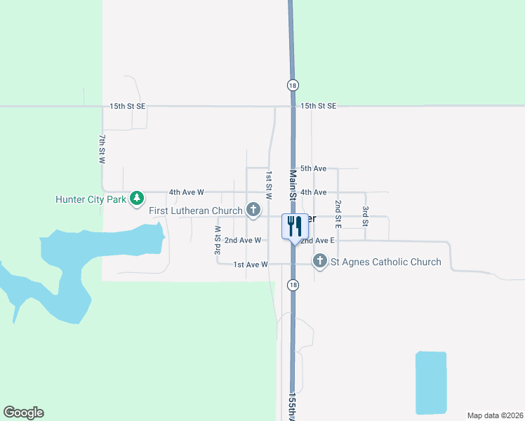 map of restaurants, bars, coffee shops, grocery stores, and more near 101-199 4th Avenue West in Hunter