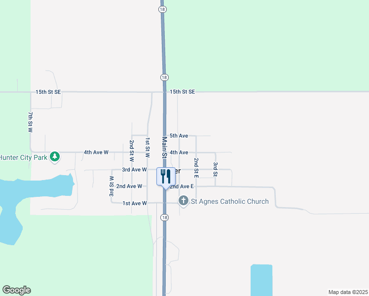 map of restaurants, bars, coffee shops, grocery stores, and more near 323 2nd St E in Hunter