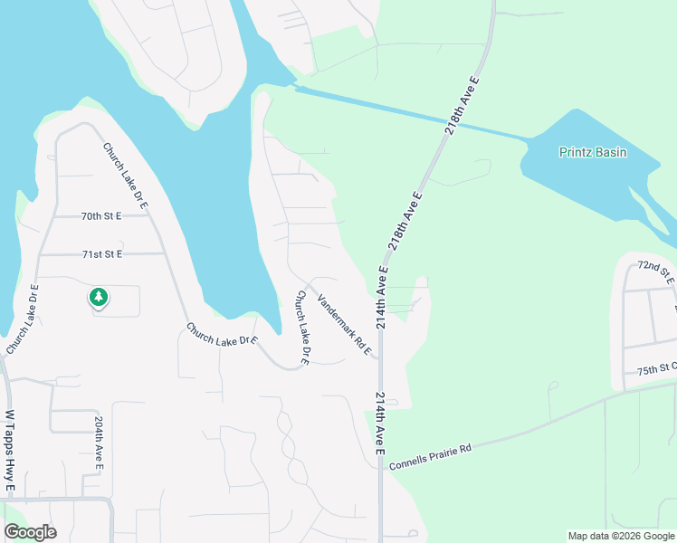 map of restaurants, bars, coffee shops, grocery stores, and more near 7231 Vandermark Road East in Bonney Lake