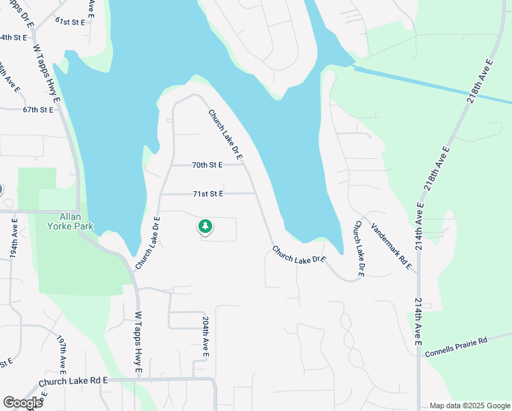 map of restaurants, bars, coffee shops, grocery stores, and more near 20621 Church Lake Drive East in Bonney Lake