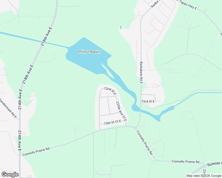 map of restaurants, bars, coffee shops, grocery stores, and more near 22301 73rd Street East in Buckley