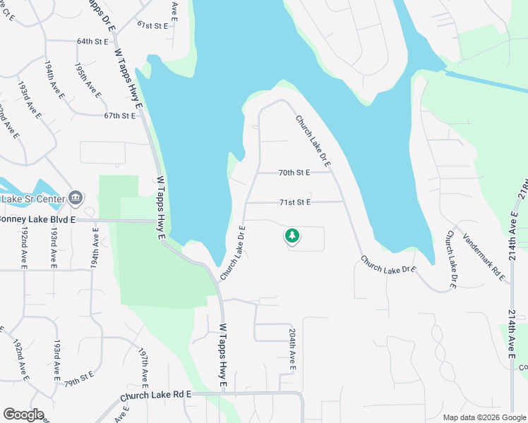 map of restaurants, bars, coffee shops, grocery stores, and more near 20222 72nd Street East in Bonney Lake