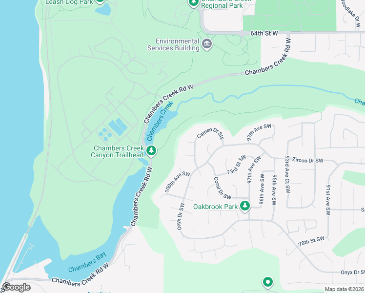 map of restaurants, bars, coffee shops, grocery stores, and more near 9924 72nd Street Southwest in Lakewood