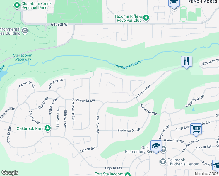 map of restaurants, bars, coffee shops, grocery stores, and more near 7009 89th Avenue Court Southwest in Lakewood