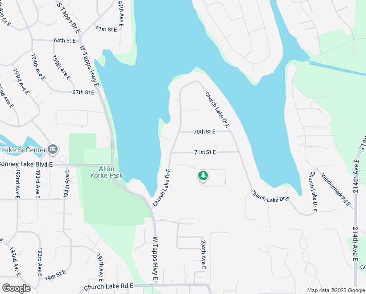 map of restaurants, bars, coffee shops, grocery stores, and more near 20304 71st Street East in Bonney Lake