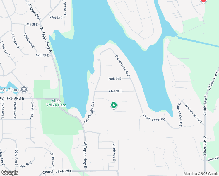 map of restaurants, bars, coffee shops, grocery stores, and more near 20304 71st Street East in Bonney Lake
