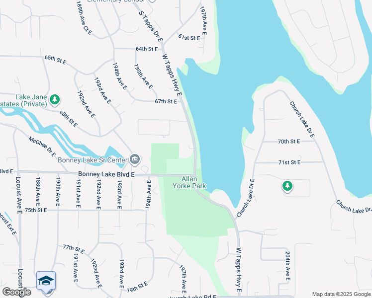 map of restaurants, bars, coffee shops, grocery stores, and more near 6823 W Tapps Hwy E in Bonney Lake