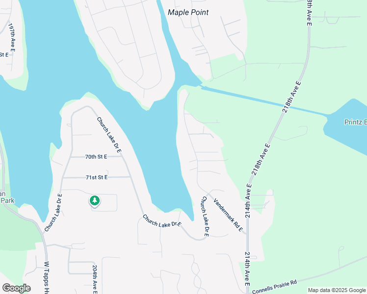 map of restaurants, bars, coffee shops, grocery stores, and more near 6906 Vandermark Road East in Bonney Lake