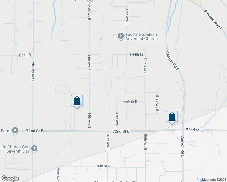 map of restaurants, bars, coffee shops, grocery stores, and more near 6709 46th Avenue Court East in Tacoma