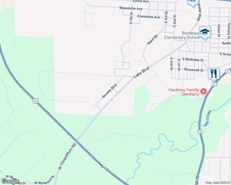 map of restaurants, bars, coffee shops, grocery stores, and more near 2111 Lake Boulevard in Shelton