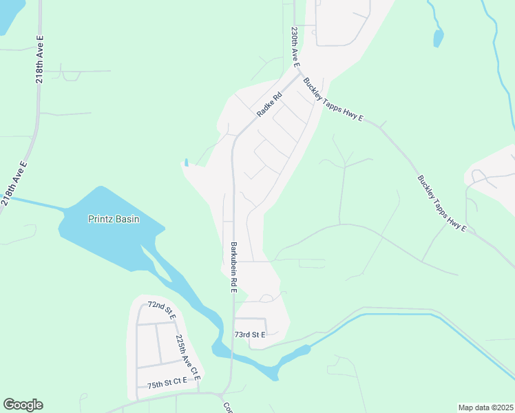 map of restaurants, bars, coffee shops, grocery stores, and more near 6606 232nd Avenue East in Buckley