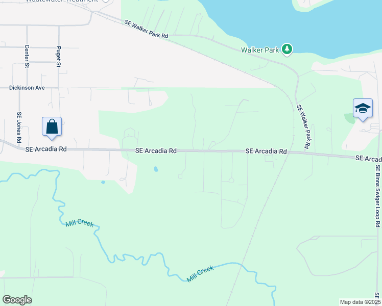 map of restaurants, bars, coffee shops, grocery stores, and more near 1071 Southeast Arcadia Road in Shelton