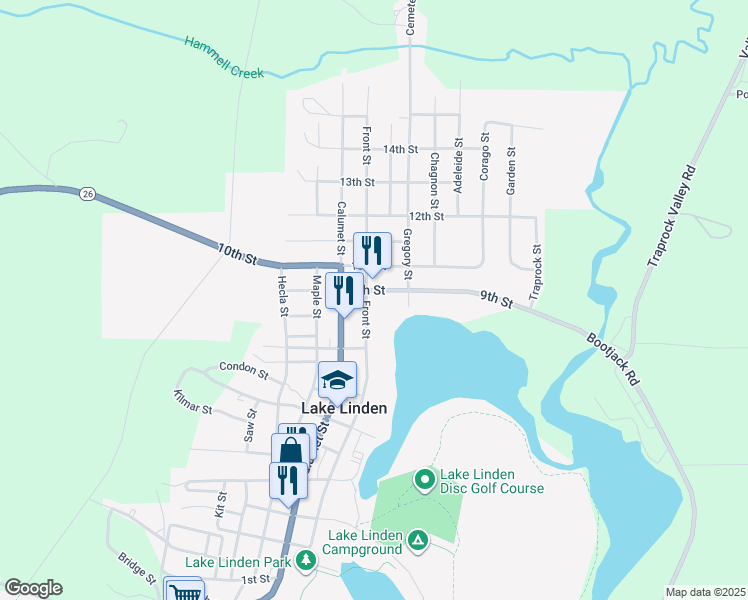 map of restaurants, bars, coffee shops, grocery stores, and more near 925-927 9th Street in Lake Linden