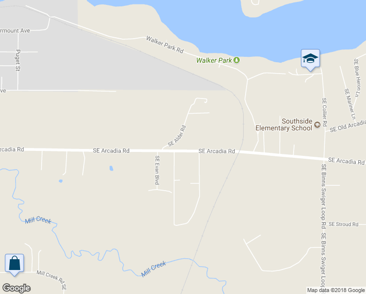 map of restaurants, bars, coffee shops, grocery stores, and more near 1261 Southeast Arcadia Road in Shelton