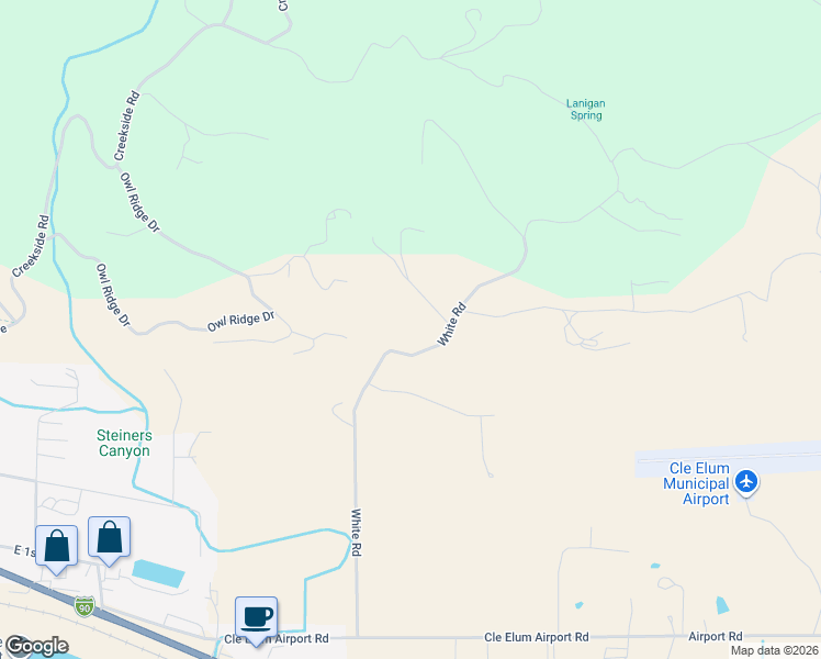 map of restaurants, bars, coffee shops, grocery stores, and more near 1161 White Road in Cle Elum