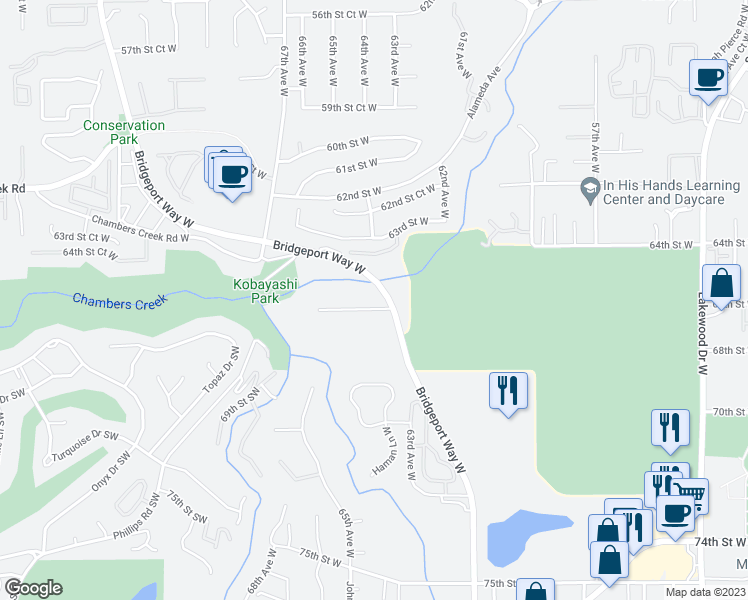 map of restaurants, bars, coffee shops, grocery stores, and more near 6401 Flanegan Road West in Lakewood