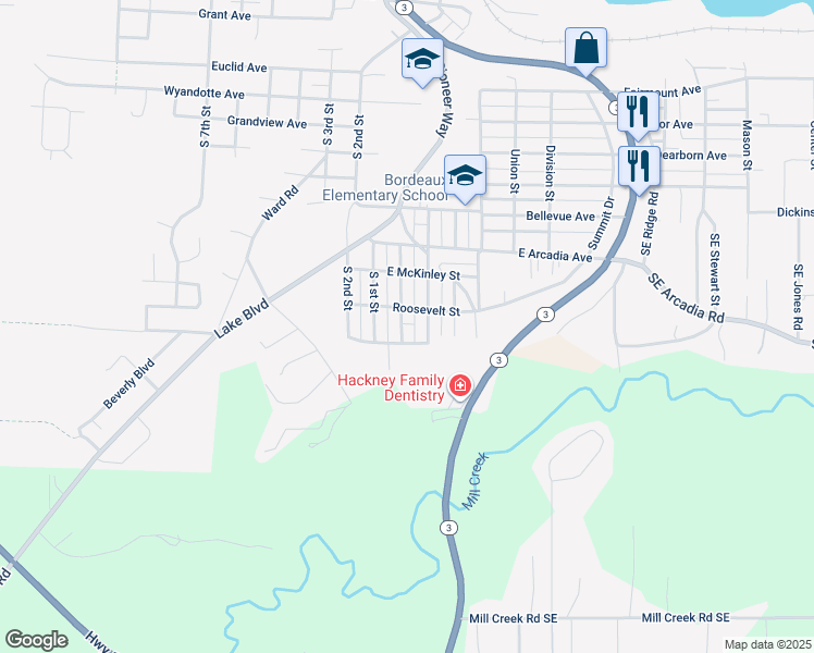map of restaurants, bars, coffee shops, grocery stores, and more near 2020 Hay Street in Shelton