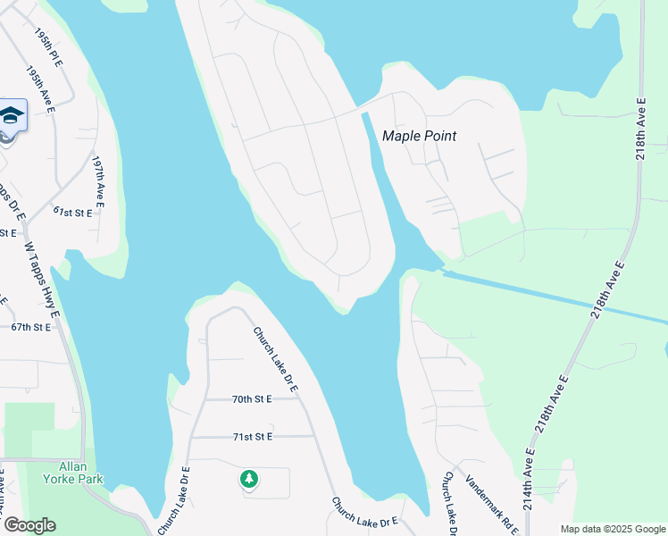 map of restaurants, bars, coffee shops, grocery stores, and more near 6406 South Vista Drive East in Bonney Lake