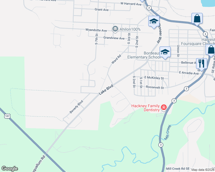 map of restaurants, bars, coffee shops, grocery stores, and more near 125 West Delanty Road in Shelton