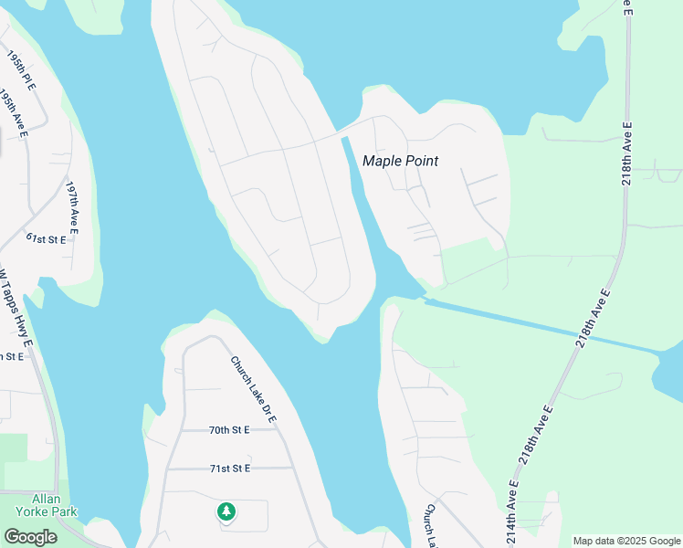 map of restaurants, bars, coffee shops, grocery stores, and more near 6406 South Vista Drive East in Bonney Lake