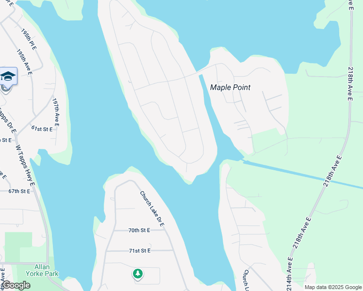 map of restaurants, bars, coffee shops, grocery stores, and more near 6401 South Vista Drive East in Bonney Lake