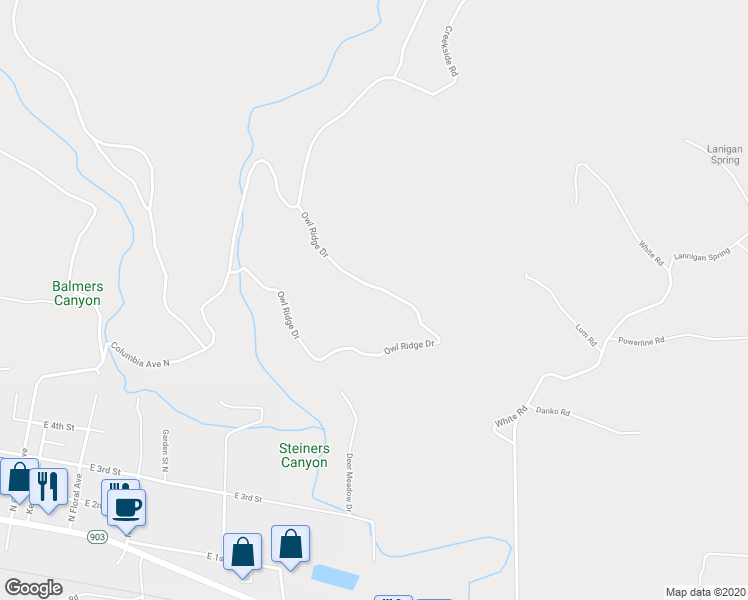map of restaurants, bars, coffee shops, grocery stores, and more near 400 Owl Ridge Drive in Cle Elum