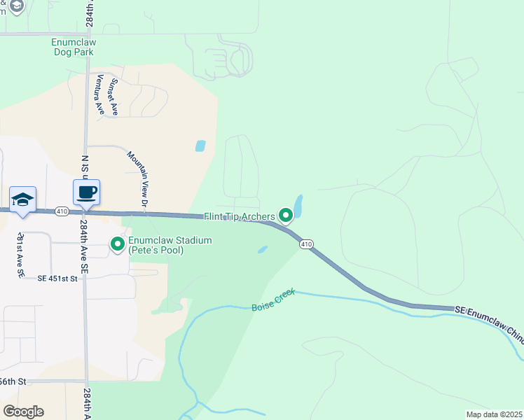 map of restaurants, bars, coffee shops, grocery stores, and more near Orangewood Street in Enumclaw
