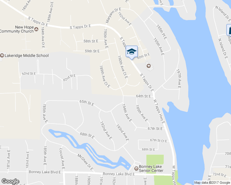 map of restaurants, bars, coffee shops, grocery stores, and more near 6216 189th Avenue Court East in Lake Tapps