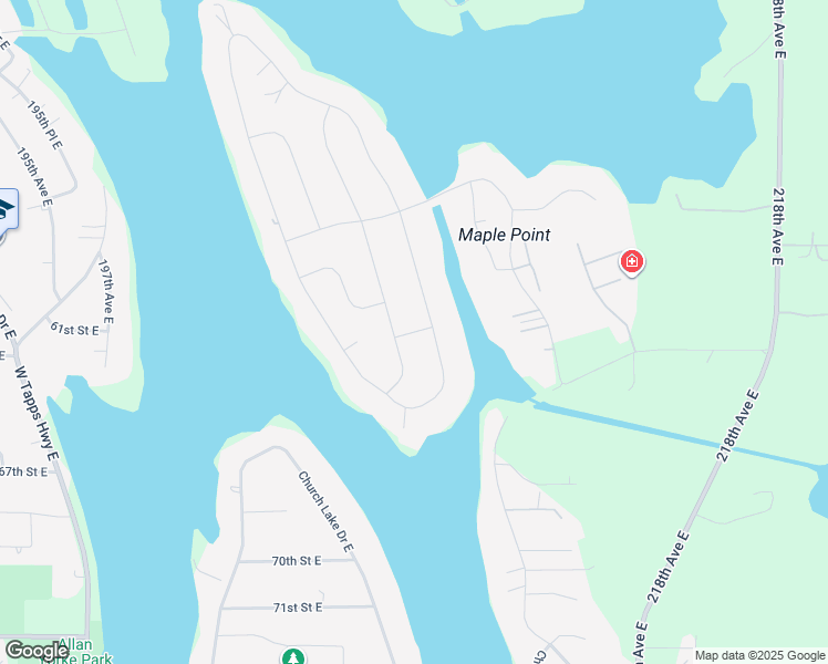 map of restaurants, bars, coffee shops, grocery stores, and more near 6406 South Vista Drive East in Bonney Lake