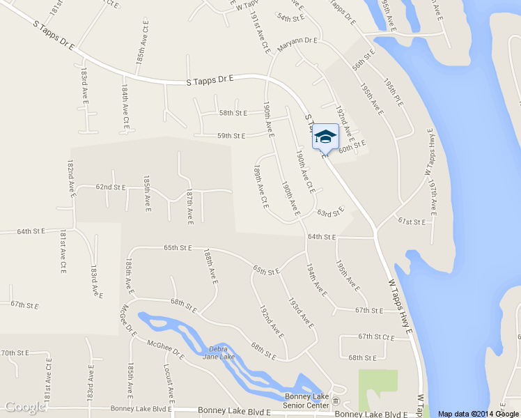 map of restaurants, bars, coffee shops, grocery stores, and more near 6130 189th Avenue Court East in Lake Tapps