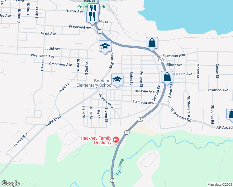 map of restaurants, bars, coffee shops, grocery stores, and more near 357 East University Avenue in Shelton