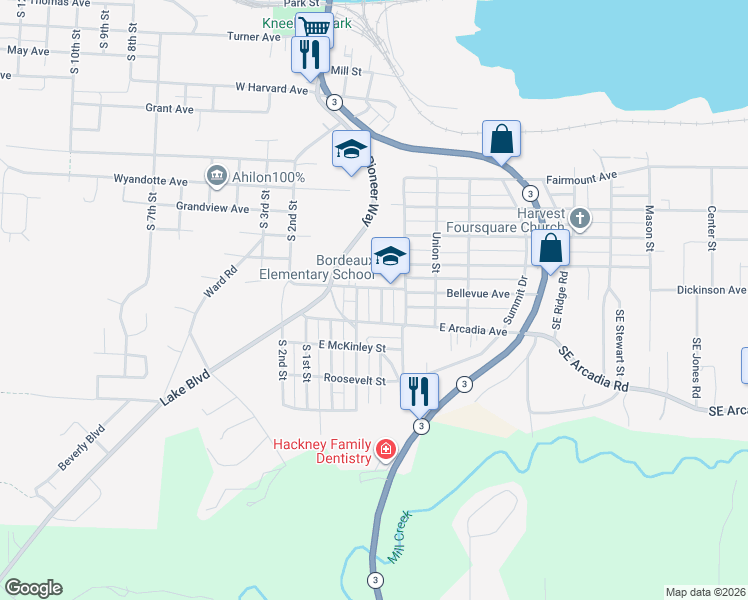 map of restaurants, bars, coffee shops, grocery stores, and more near 1713 Ferry St in Shelton