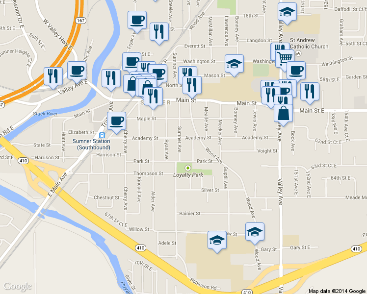 map of restaurants, bars, coffee shops, grocery stores, and more near 721 Sumner Ave in Sumner