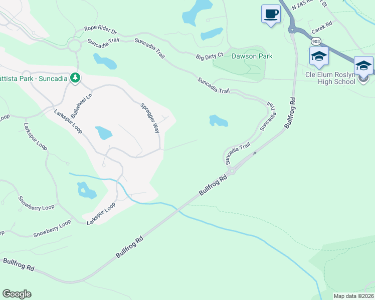 map of restaurants, bars, coffee shops, grocery stores, and more near 240 Portal Court in Cle Elum