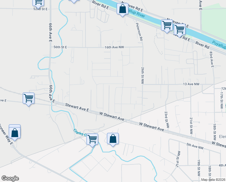 map of restaurants, bars, coffee shops, grocery stores, and more near 1213 29th Street Northwest in Puyallup