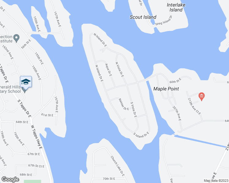map of restaurants, bars, coffee shops, grocery stores, and more near 20007 Cascade Drive East in Bonney Lake