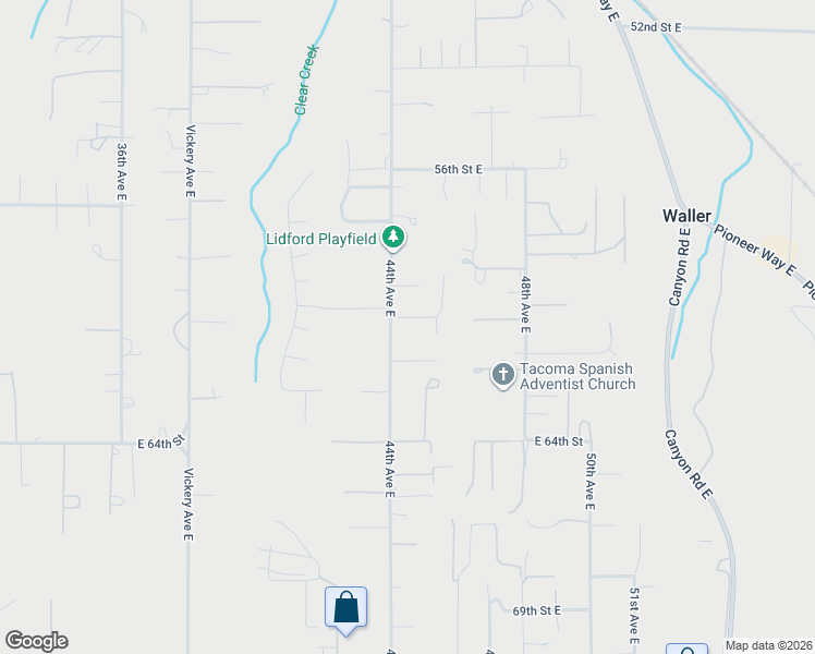 map of restaurants, bars, coffee shops, grocery stores, and more near 4410 60th Street Court East in Tacoma
