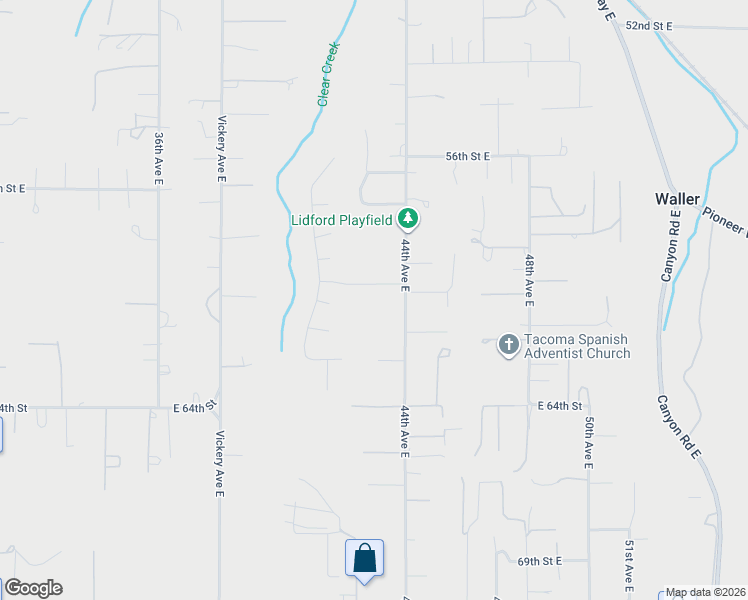 map of restaurants, bars, coffee shops, grocery stores, and more near 6008 44th Avenue East in Tacoma