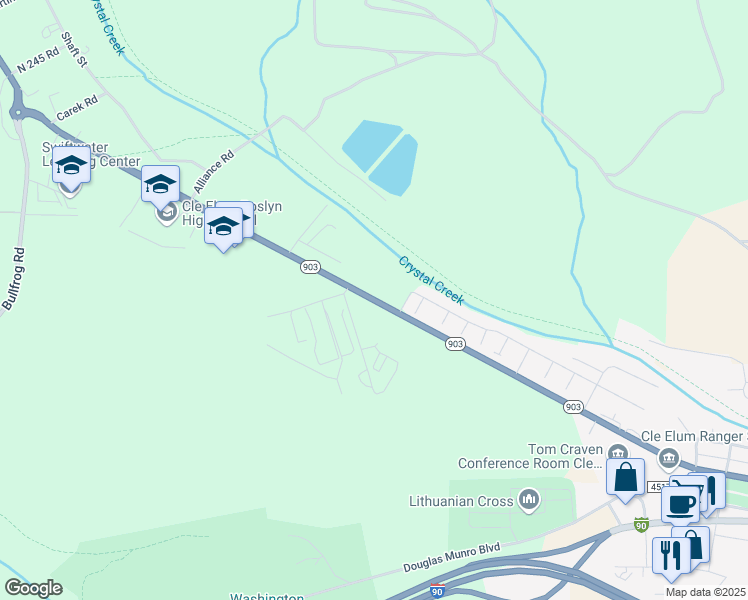 map of restaurants, bars, coffee shops, grocery stores, and more near 829 Highway 903 in Cle Elum