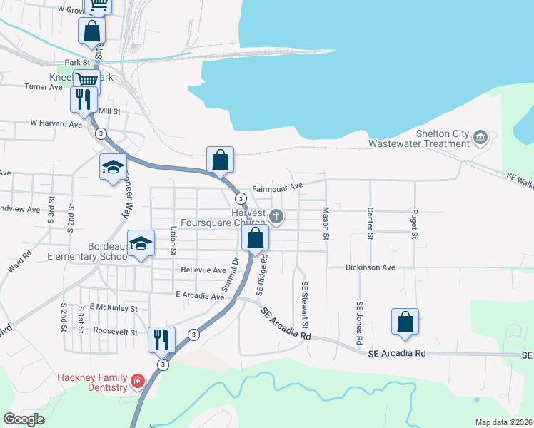 map of restaurants, bars, coffee shops, grocery stores, and more near 1318 Edgewood Avenue in Shelton