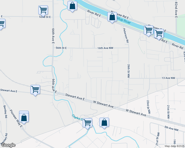 map of restaurants, bars, coffee shops, grocery stores, and more near 3125 14th Avenue Northwest in Puyallup