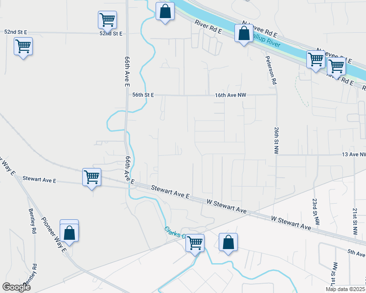 map of restaurants, bars, coffee shops, grocery stores, and more near 6913 60th Avenue East in Puyallup
