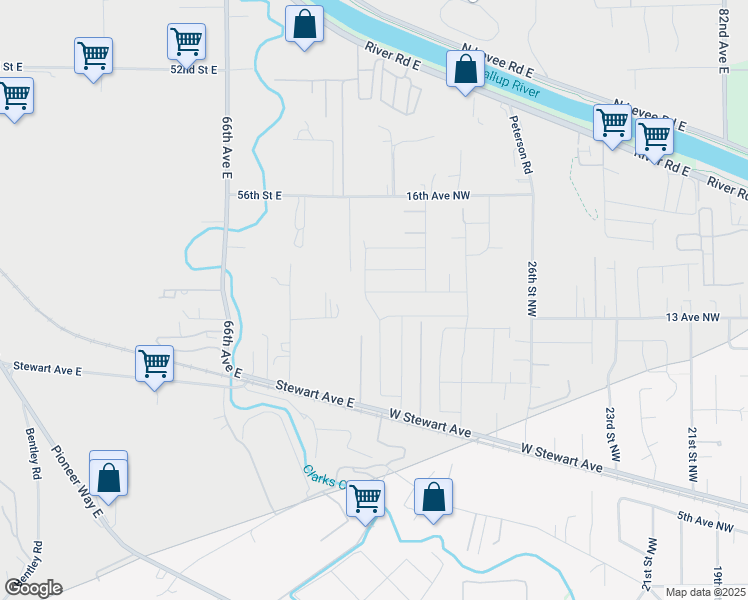 map of restaurants, bars, coffee shops, grocery stores, and more near 3125 14th Avenue Northwest in Puyallup