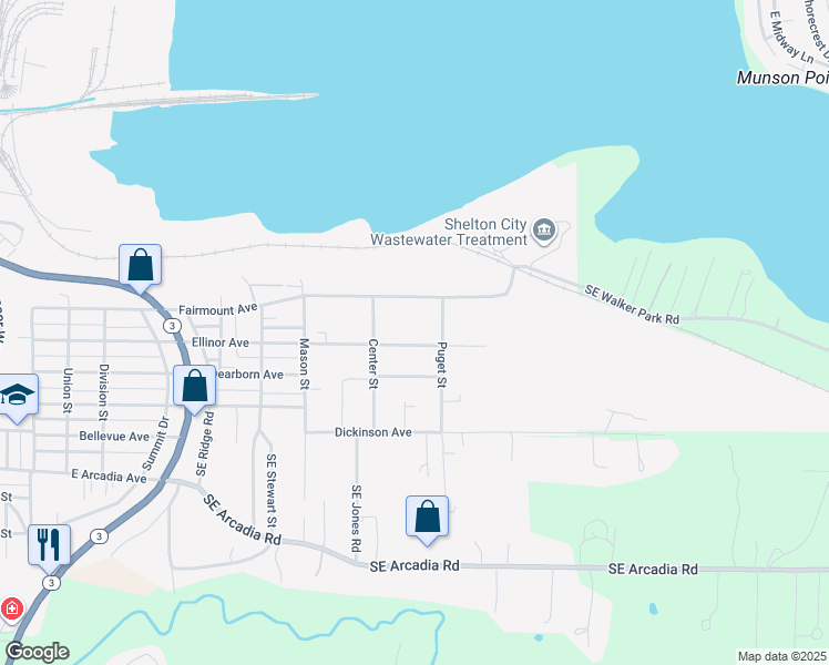 map of restaurants, bars, coffee shops, grocery stores, and more near 1418 Ellinor Avenue in Shelton