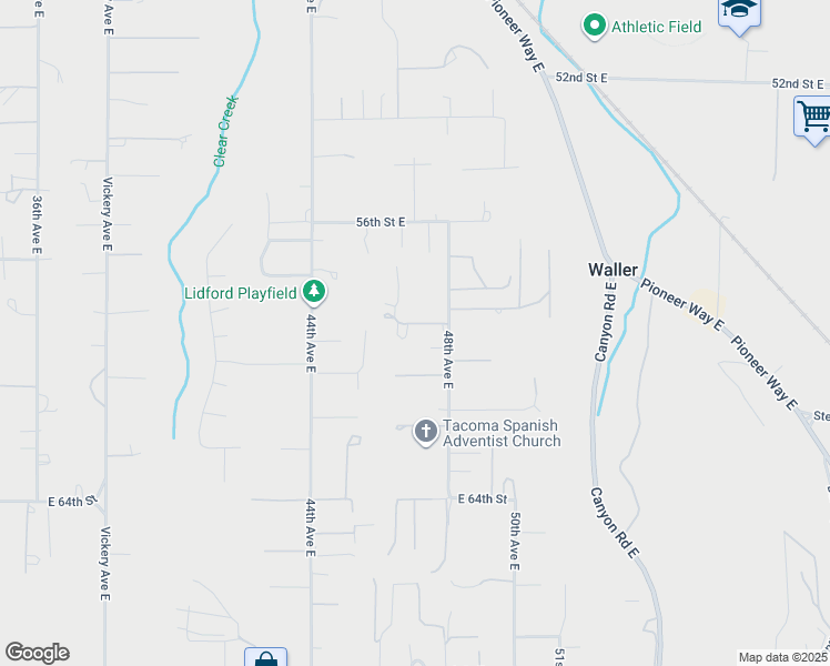 map of restaurants, bars, coffee shops, grocery stores, and more near 4622 59th Street East in Tacoma