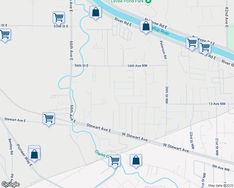 map of restaurants, bars, coffee shops, grocery stores, and more near 3125 14th Avenue Northwest in Puyallup