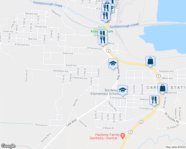 map of restaurants, bars, coffee shops, grocery stores, and more near 229 Wyandotte Avenue in Shelton