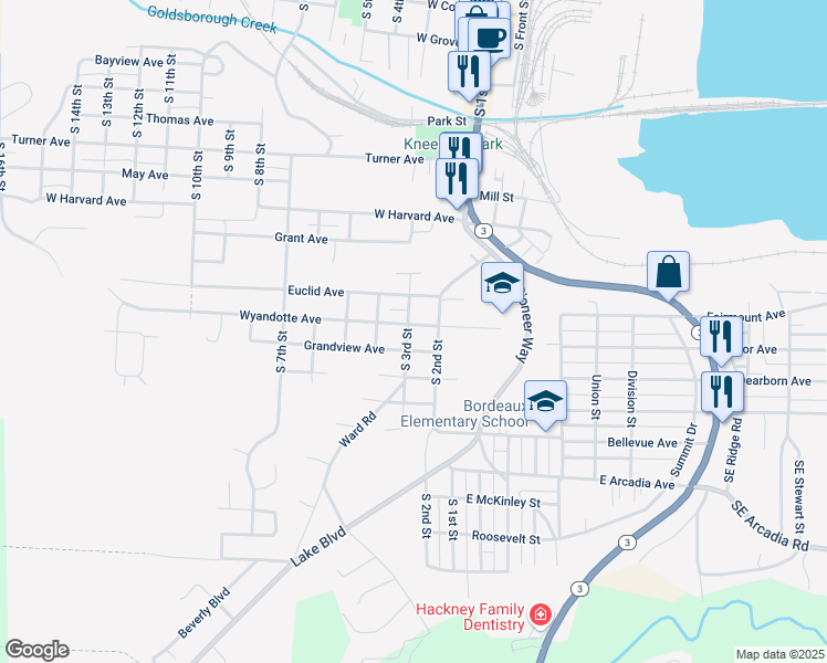 map of restaurants, bars, coffee shops, grocery stores, and more near 229 Wyandotte Avenue in Shelton