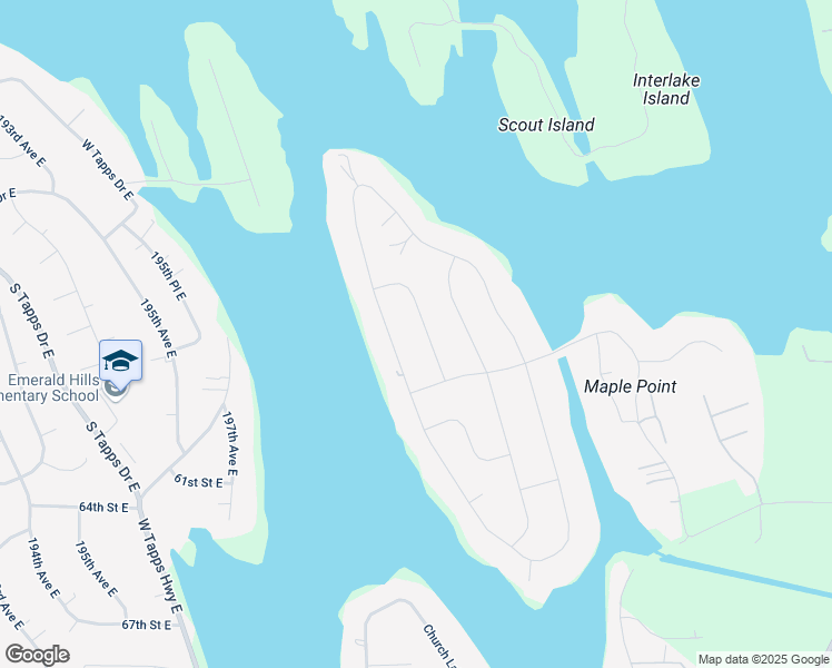 map of restaurants, bars, coffee shops, grocery stores, and more near 4839 Aqua Drive East in Bonney Lake