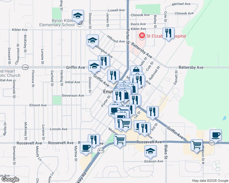map of restaurants, bars, coffee shops, grocery stores, and more near in Enumclaw